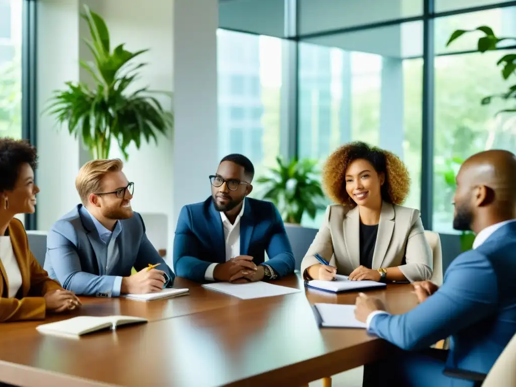 Una mesa de conferencias con profesionales diversos discutiendo el futuro del trabajo