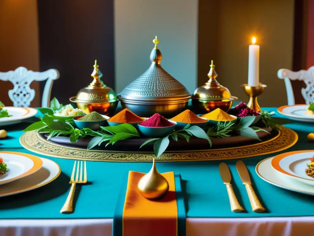 Una mesa decorada con platos de diversas culturas y religiones, simbolizando la unión a través de la gastronomía