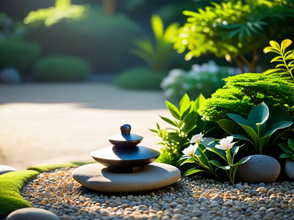 Un jardín Zen misterioso crea armonía espiritual en la Escuela de Budismo Zen misteriosa