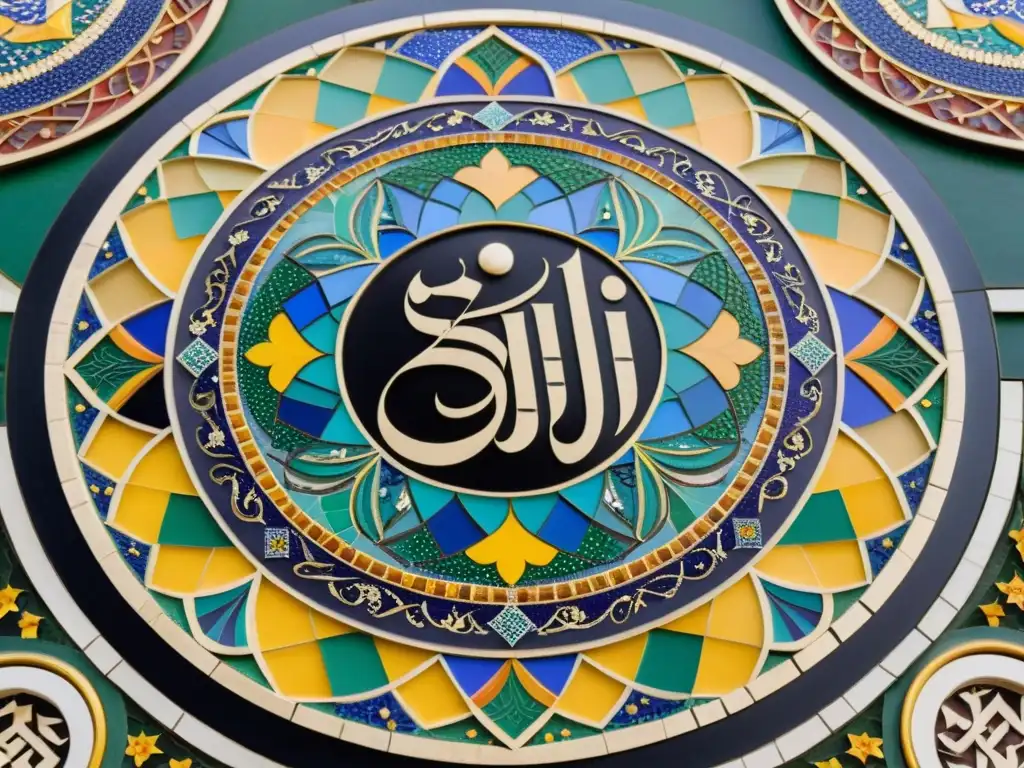 Un mosaico intrincado con patrones y colores vibrantes, inspirado en el arte islámico tradicional