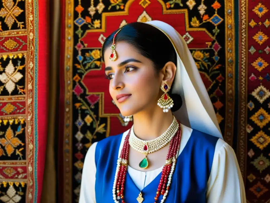 Una mujer zoroastriana con atuendo tradicional y joyería ornamental, destacando los significados culturales en el zoroastrismo