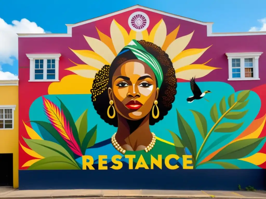 Un mural vibrante celebra la resistencia y la libertad caribeña con colores audaces e influencia cultural