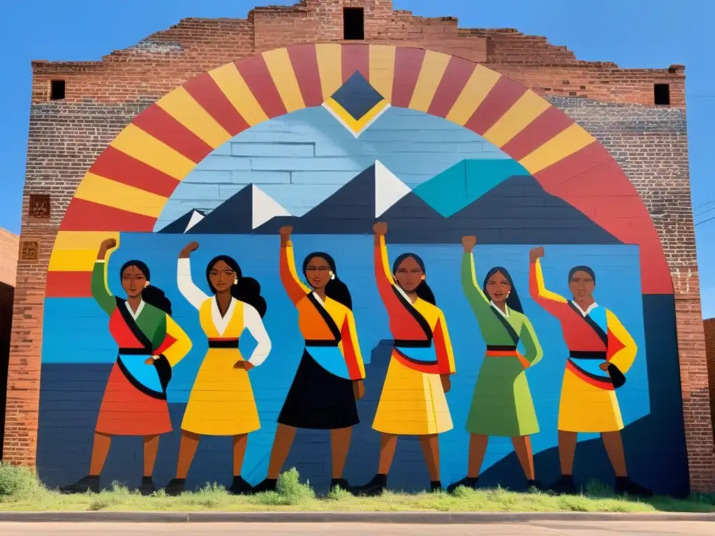 Murales vibrantes ilustran resistencia indígena y opresión colonial, evocando la comprensión del postcolonialismo y alteridad
