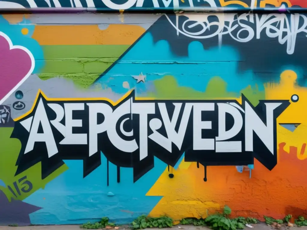 Un muro urbano con grafitis y pintura descascarada