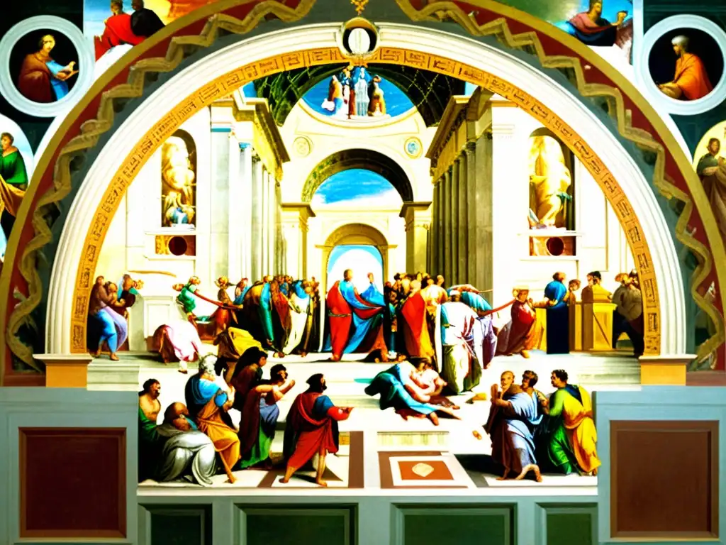 Obra detallada del 'La Escuela de Atenas' de Rafael, destacando la influencia de Platón en el Renacimiento y su atmósfera filosófica