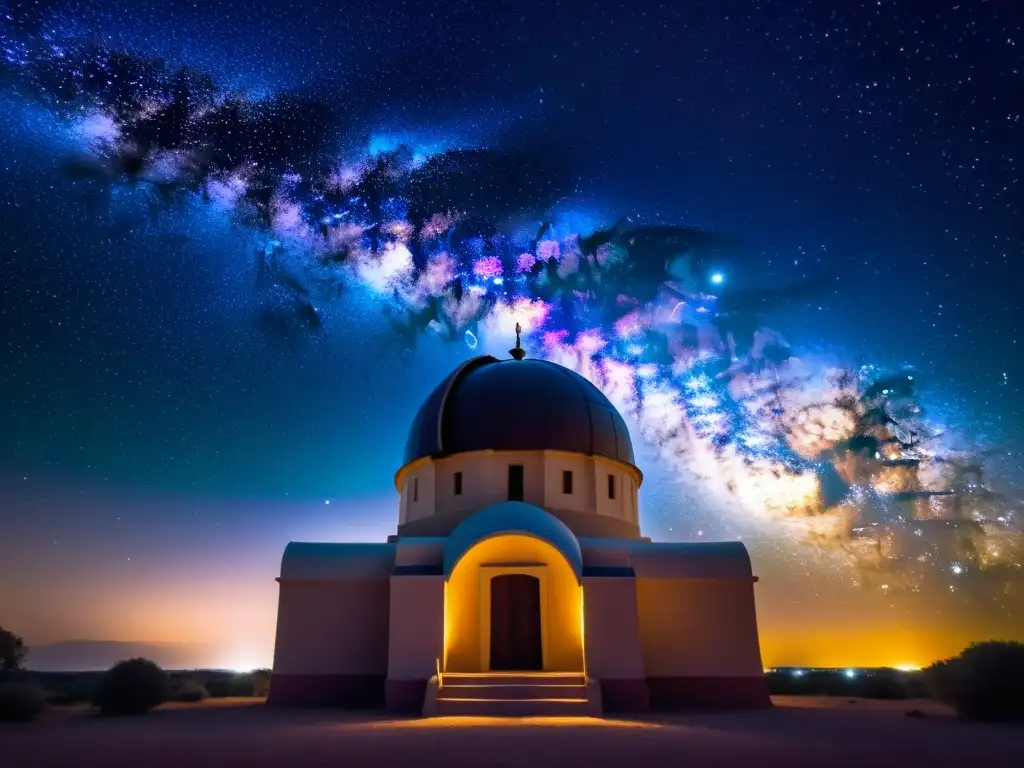 Observatorio ancestral con la Vía Láctea y estrellas brillantes, conectando con la Astronomía en culturas nativas