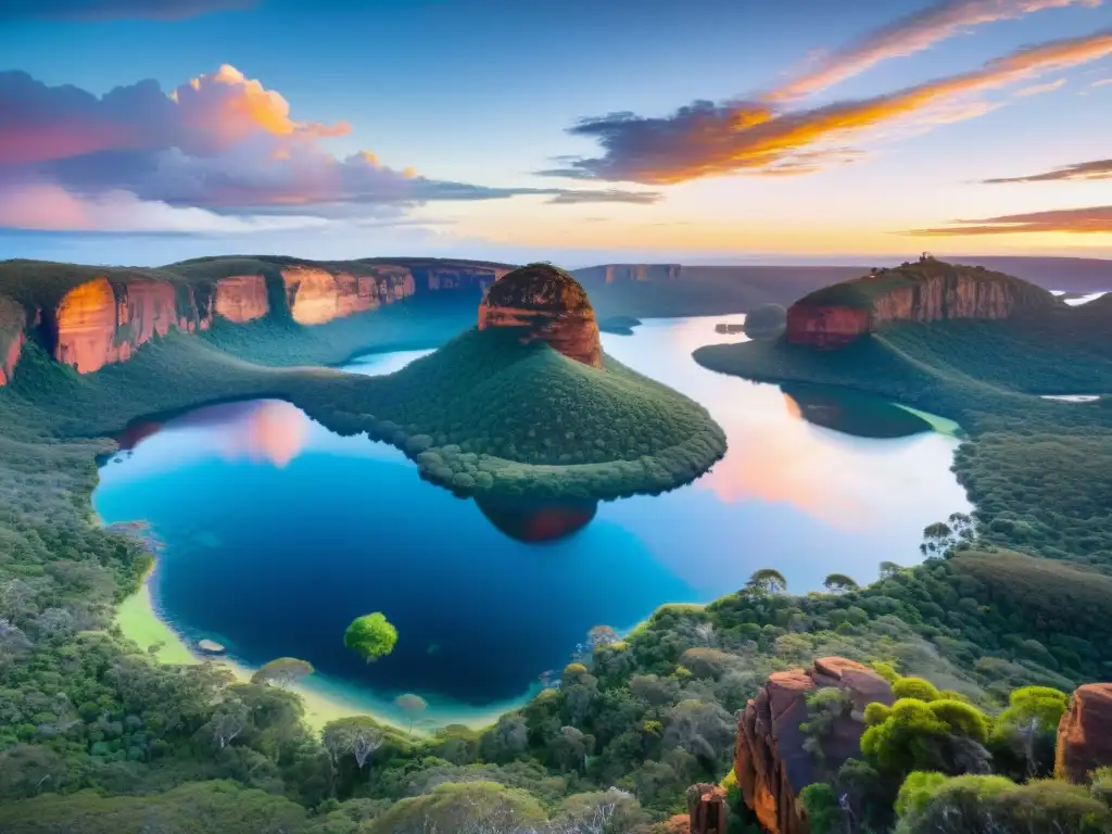 Un paisaje australiano sereno: un cuerpo de agua refleja los colores del cielo al atardecer