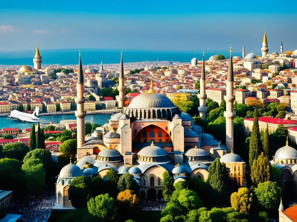 Panorámica de Estambul, Turquía, fusionando estilos arquitectónicos de diferentes épocas y culturas