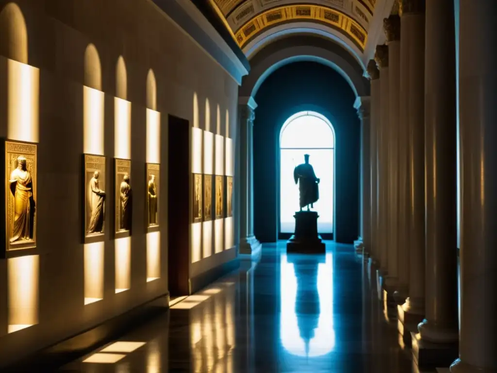 Un pasillo iluminado tenue en la Academia de Platón