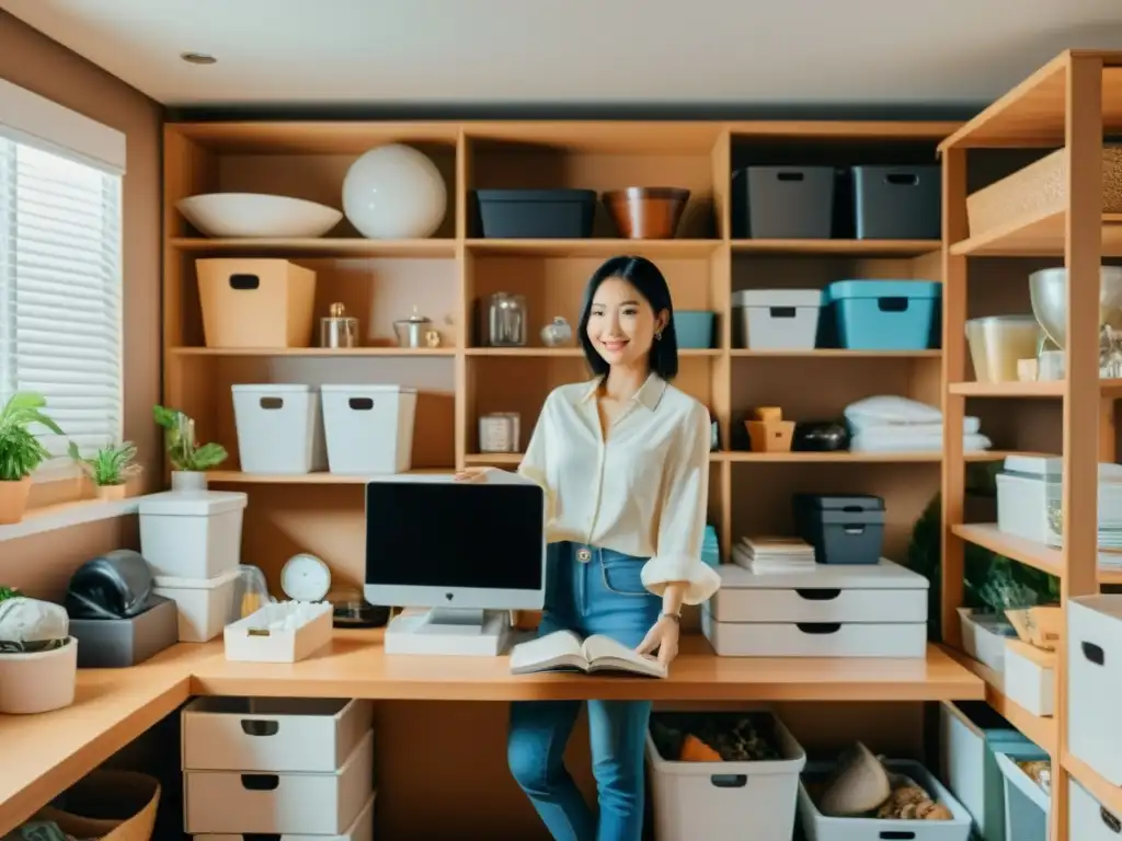 Persona aplicando la filosofía del Kaizen para desarrollo, organizando con determinación