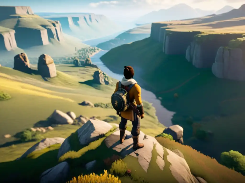 Un personaje de un videojuego popular contempla el paisaje desde un acantilado