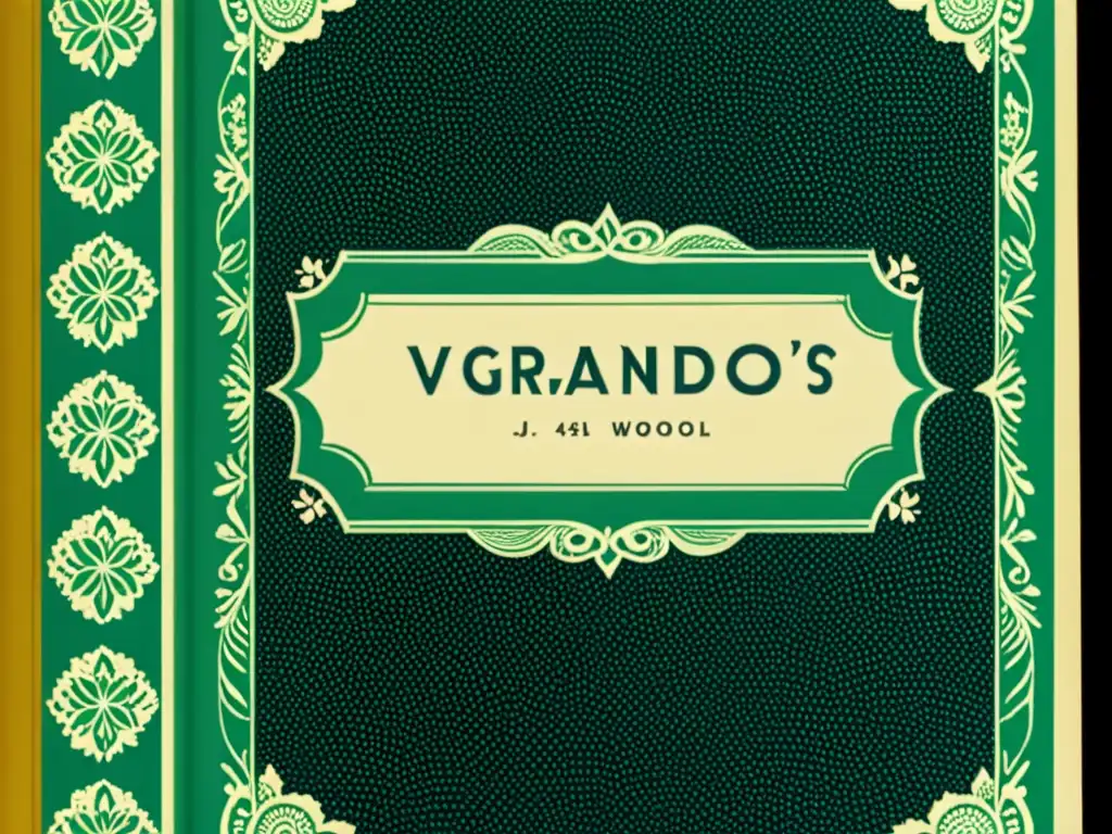 Portada envejecida y detallada de 'Orlando' de Virginia Woolf, evocando historia y sofisticación literaria