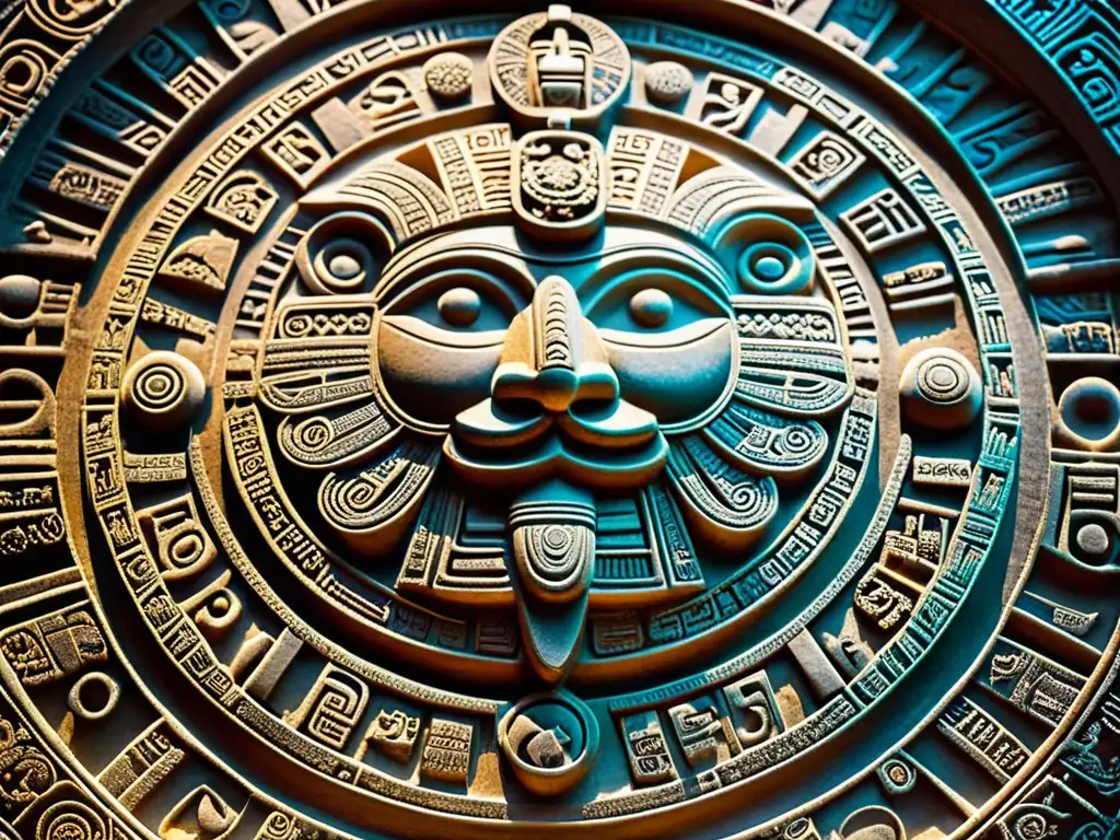 Una representación detallada del calendario maya, evocando sabiduría ancestral y misterio