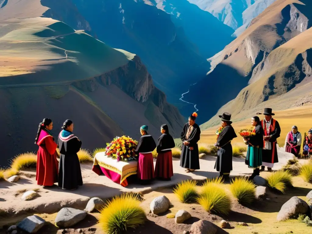 Rituales funerarios sudamericanos en majestuoso paisaje andino