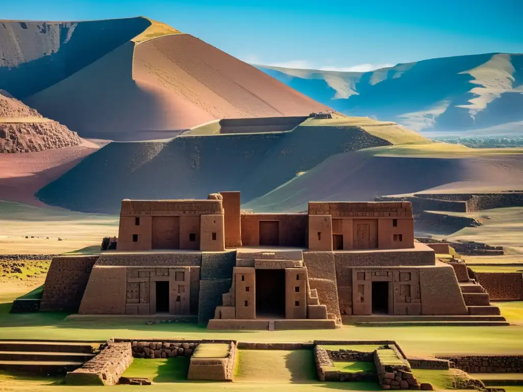 Ruinas ancestrales de Tiwanaku: ingeniería y arte en HD Ruinas ancestrales de Tiwanaku, con detalladas piedras esculpidas que revelan la avanzada arquitectura y arte de la civilización