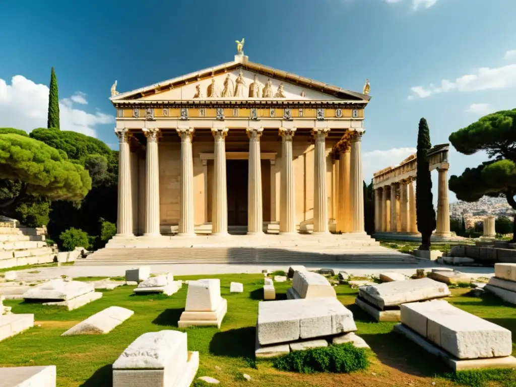 Ruinas antiguas de la Academia de Atenas evocando el legado de Platón y su obra 'La República'