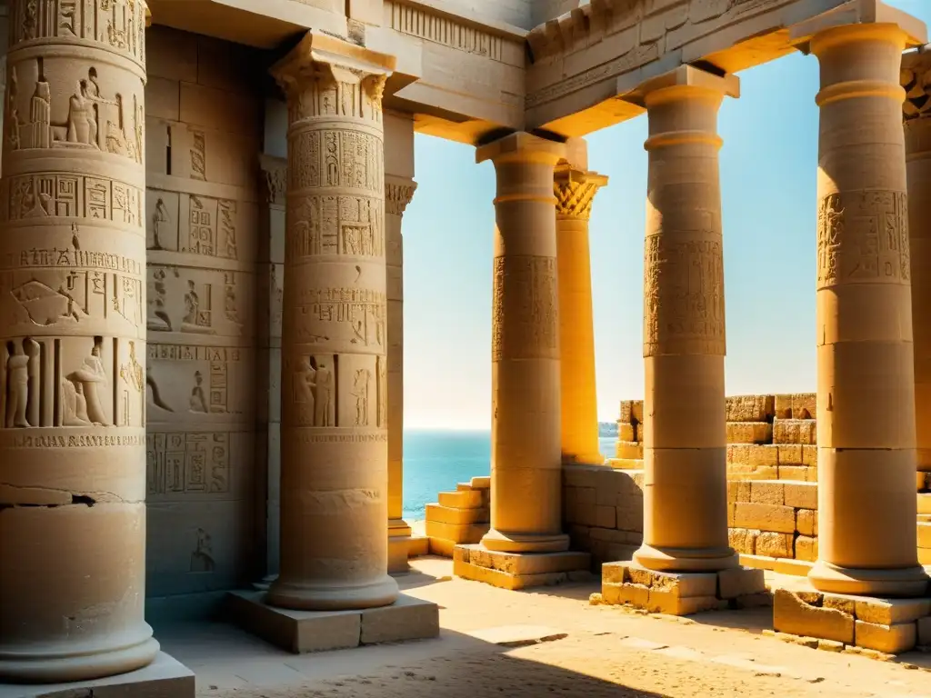 Ruinas antiguas de la Biblioteca de Alejandría en Egipto, evocando la filosofía helenística en el Mediterráneo africano