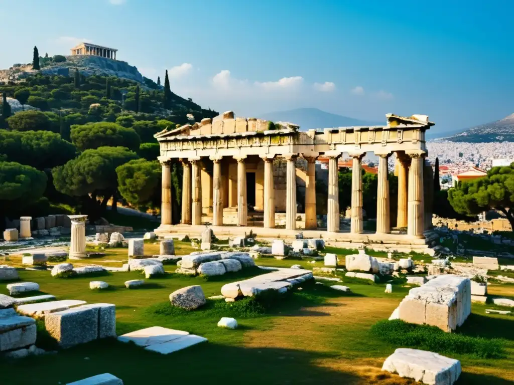Ruinas antiguas de la Ágora en Atenas, Grecia, donde Sócrates filosofó