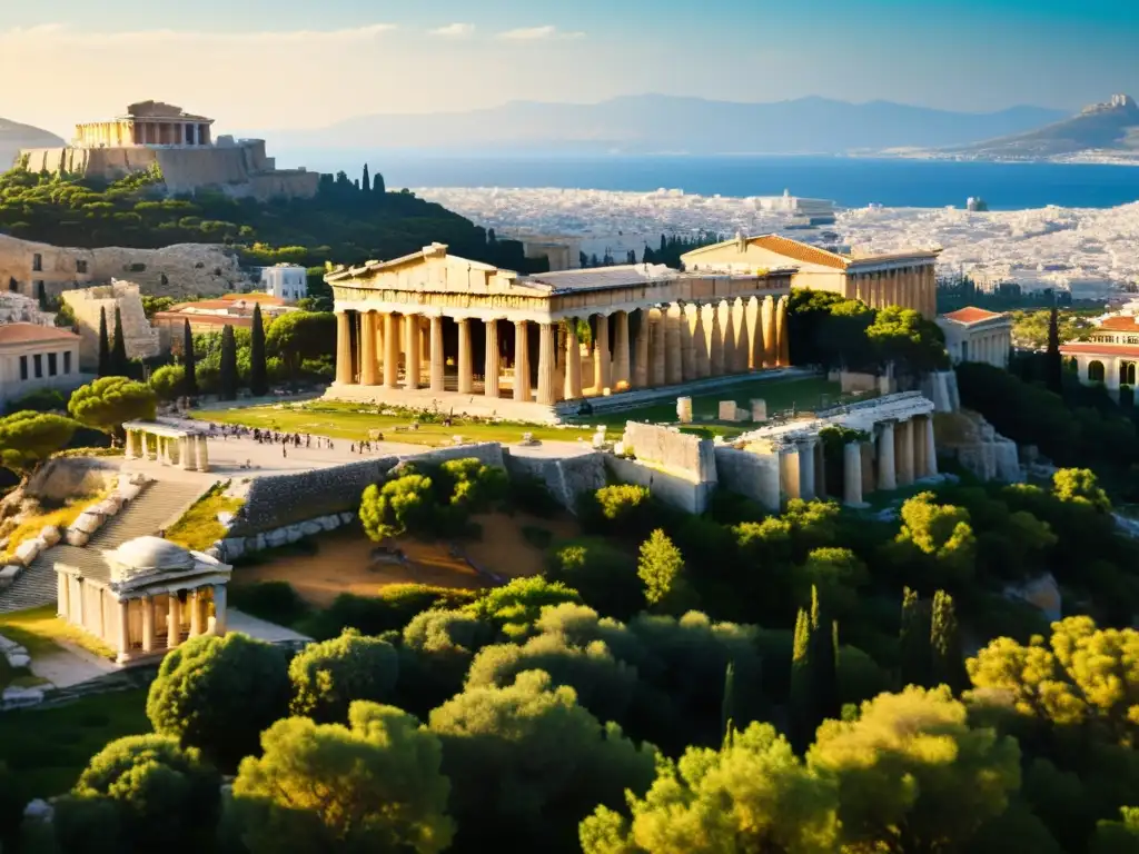 Ruinas del antiguo templo griego, el Partenón, con columnas icónicas y detalles arquitectónicos