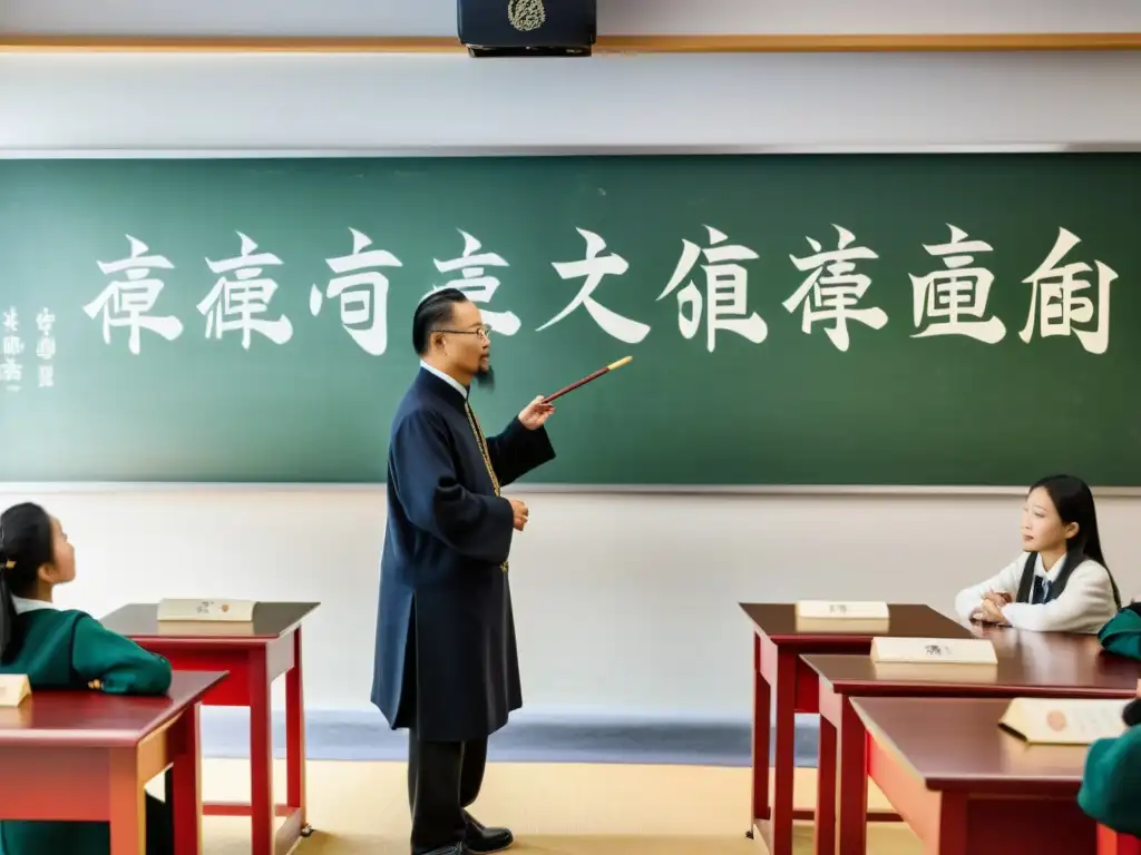 Salón de clase moderno con enseñanzas de Confucio para educación