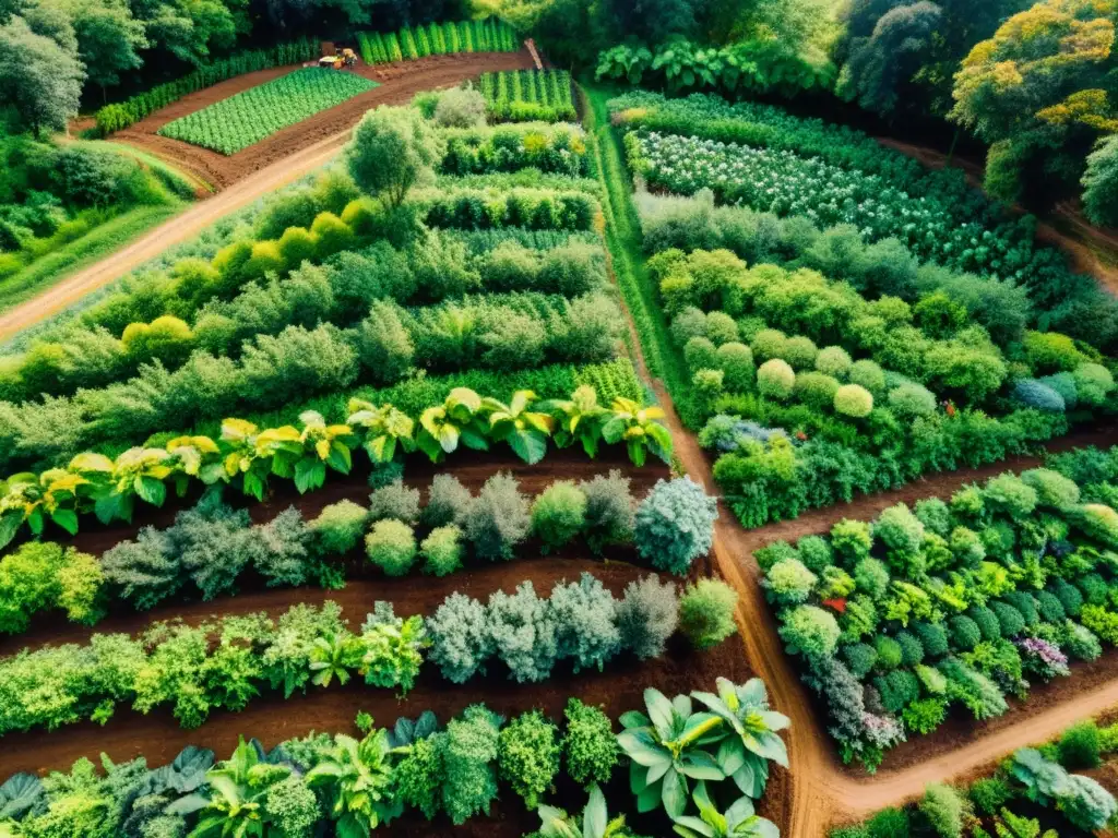 Un sistema agroforestal exuberante y diverso con frutales, hortalizas y cultivos