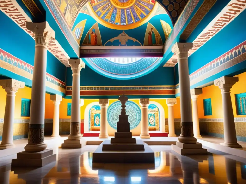 Un templo que fusiona estilos arquitectónicos griegos, indios y mayas, mostrando sincretismo en la filosofía contemporánea