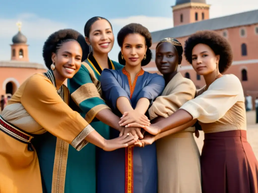Unidas en la lucha: mujeres diversas en círculo, mostrando fuerza y determinación