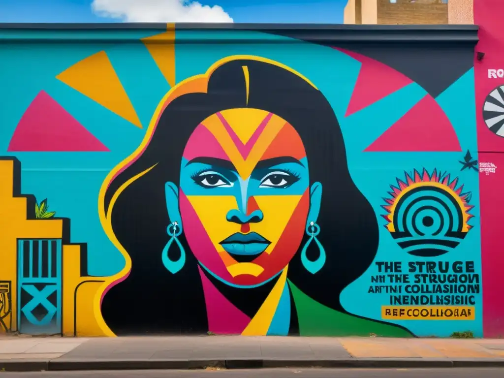 Vibrante arte visual postcolonial y resistencia en graffiti urbano