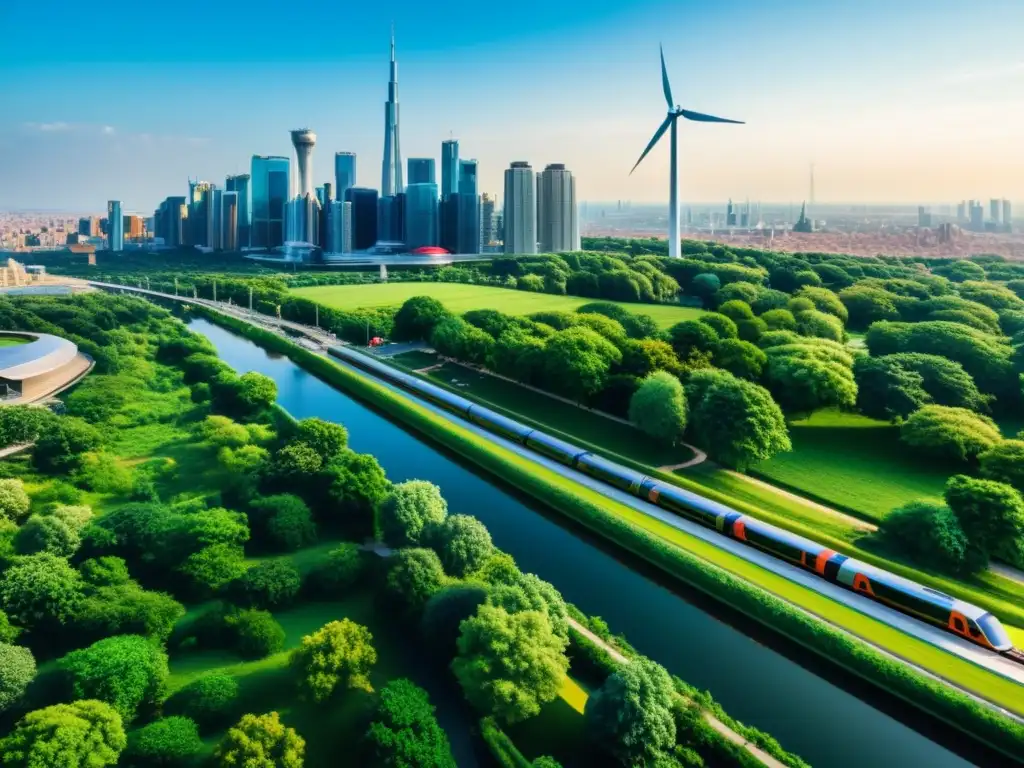 Vibrante ciudad sostenible con Ética en el crecimiento empresarial sostenible