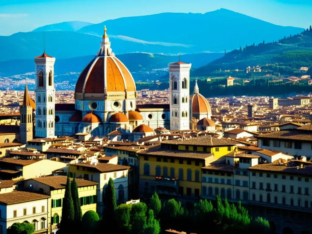 Vibrante escena renacentista en las calles de Florencia, Italia, capturando la modernidad del Renacimiento filosófico en la ciudad