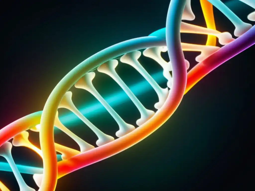 Una vibrante imagen detallada de una doble hélice de ADN, irradiando energía en la era genómica