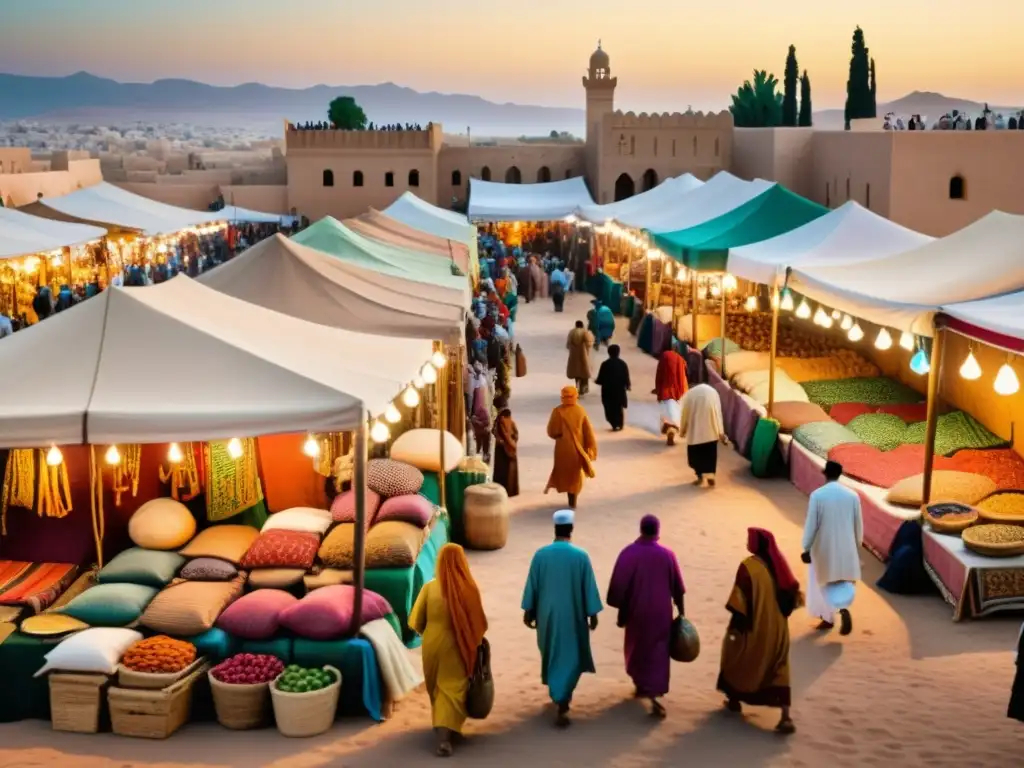 Vibrante mercado norteafricano: colores, textiles y vida cultural