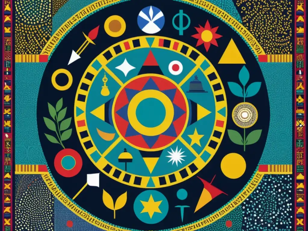 Entrelazando sabiduría: símbolos culturales y filosofía global Vibrante mosaico de símbolos culturales y corrientes filosóficas que moldean culturas del mundo
