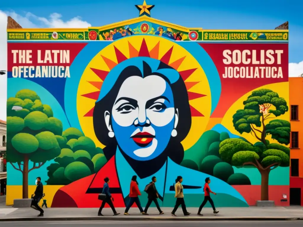 Vibrante mural muestra la evolución ideológica del socialismo en Latinoamérica en el siglo XXI