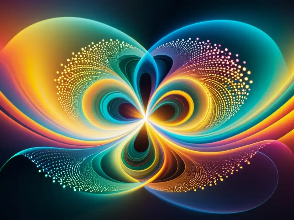 Vibrantes trayectorias entrelazadas evocan la compleja y dinámica naturaleza de la mecánica cuántica y la Interpretación de Copenhague