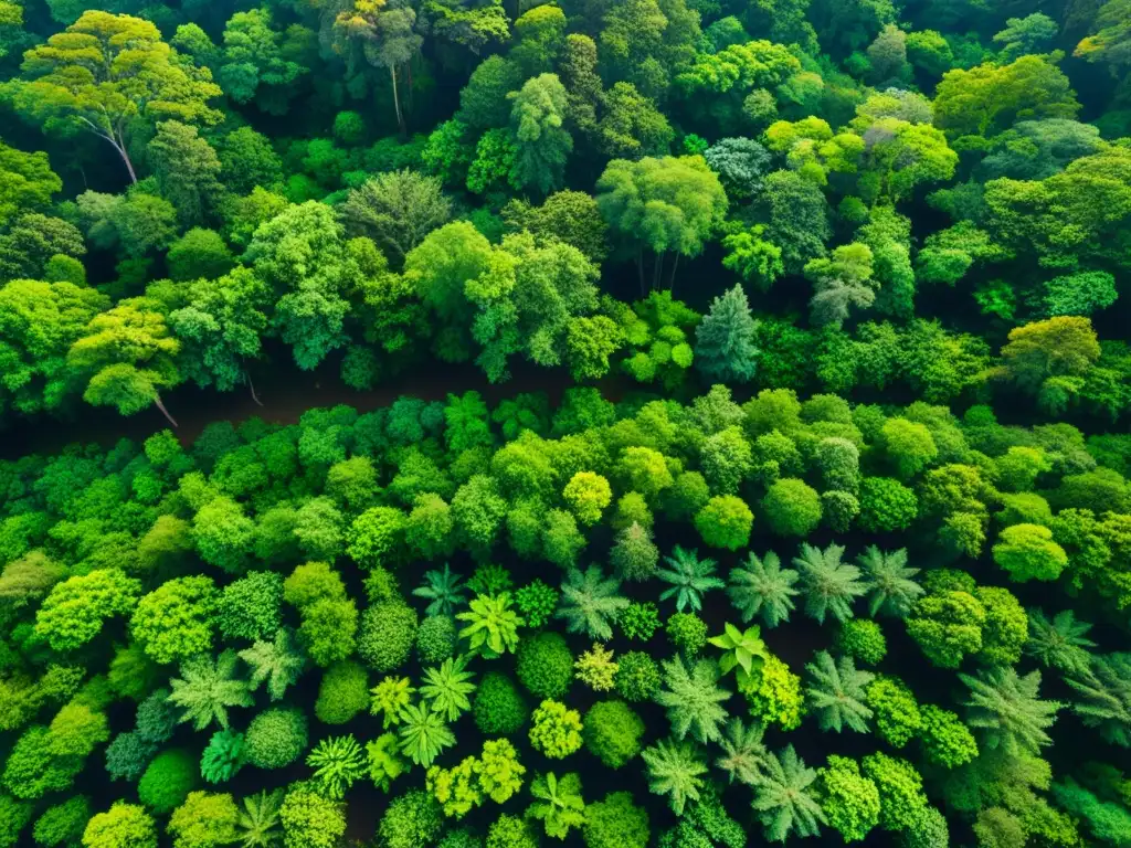 Vista aérea impresionante de un exuberante bosque con diversidad de árboles