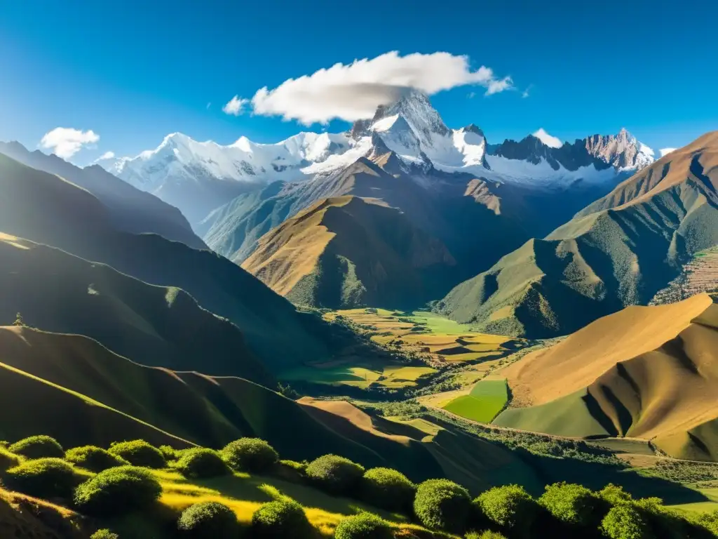 Vista panorámica de la exuberante y serena belleza de los Andes, en armonía con la filosofía contemporánea del Sumak Kawsay