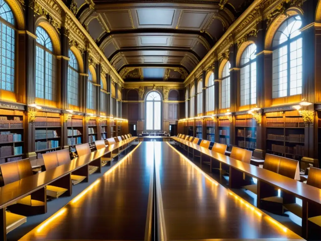 Vista panorámica de la majestuosa Bibliothèque nationale de France en París, evocando la historia del pensamiento contemporáneo